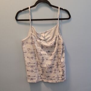 kate quinn White Cami with Navy Airplane Print